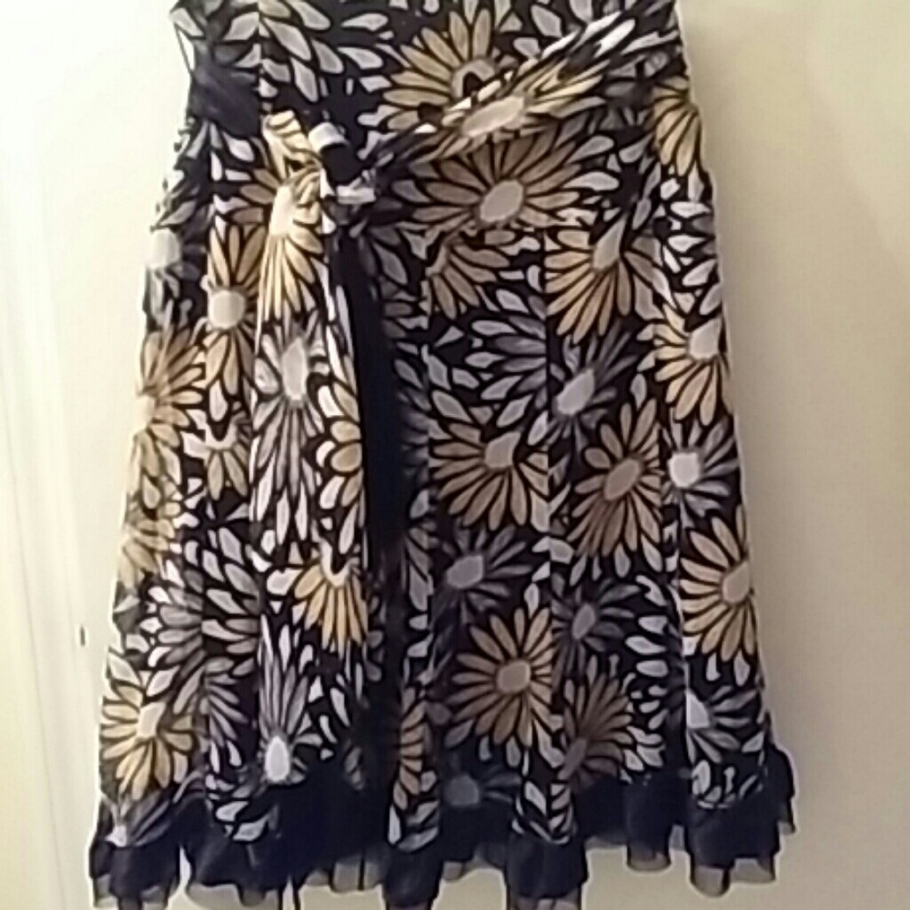 Linea Domani Yellow Black Floral Skirt 4